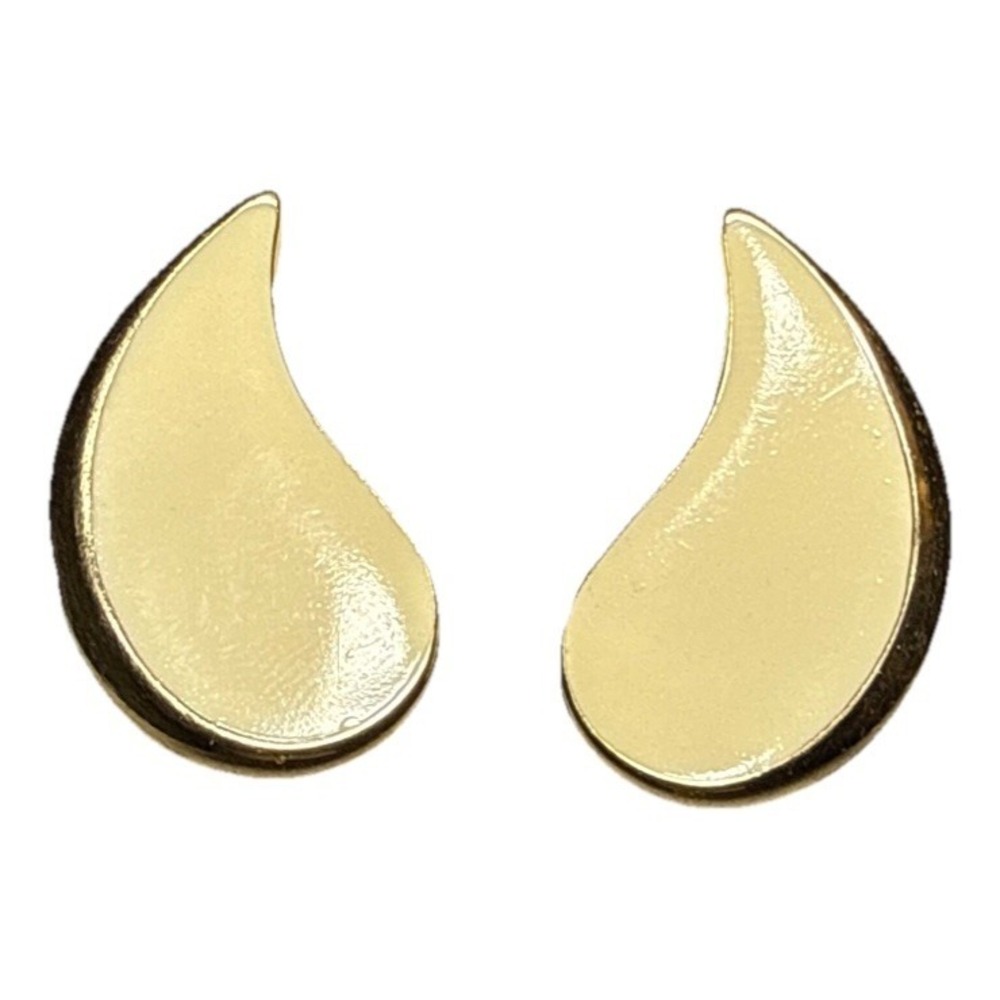 Vintage Monet Cream and‎ Gold Tone Teadrop Shaped Earrings J18-30